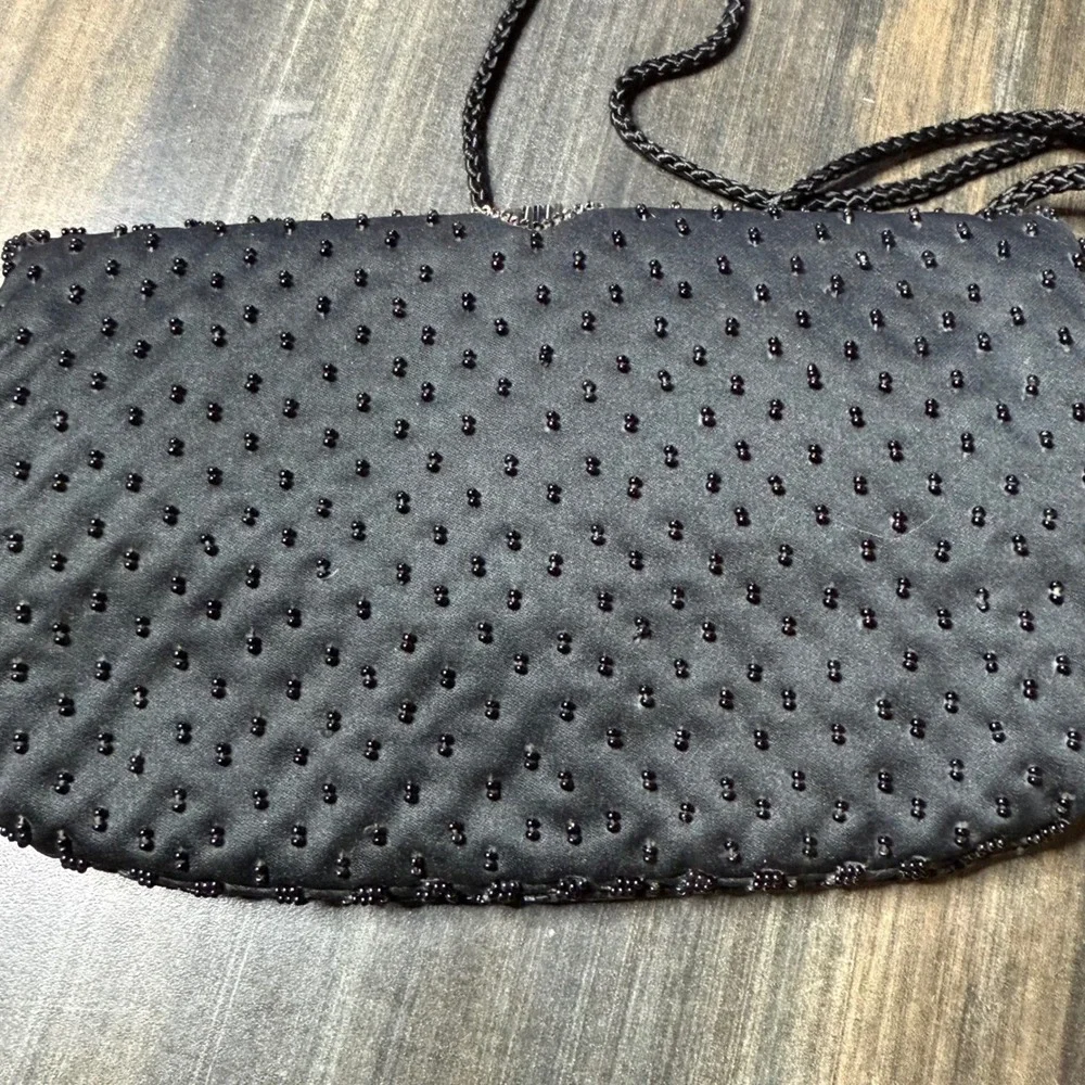 Beaded Evening Bag Clutch Purse Formal Party Handbag‎ Black
